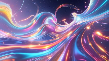 Ethereal dance of light and color in a cosmic abstract