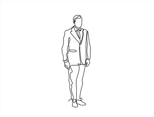 Continuous one line drawing of successful businessman, hand drawn style vector illustration. Editable vector	