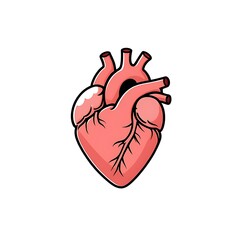 Obraz premium Cartoon Human Heart Illustration. Anatomy for Medical, Educational, and Health Content.