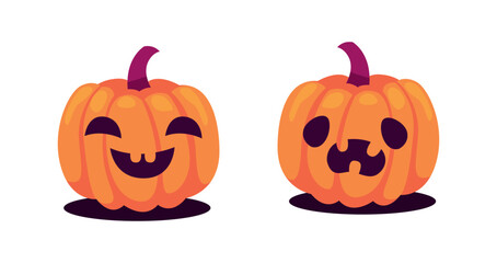 Vector Flat halloween pumpkins collection