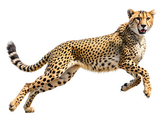 Fototapeta premium running cheetah on isolated white background,PNG