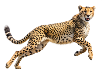 running cheetah on isolated white background,PNG