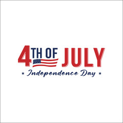 Fourth of July text based Independence Day design with red and blue typography on transparent background great for patriotic graphics US holiday banners social media and celebration merchandise
