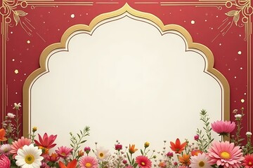 Wedding template in crimson red and antique gold theme. 