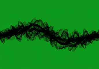Abstract Black Wave on Green Background a Digital Illustration