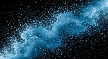 Abstract Blue Dust Explosion on Black Background Dynamic Energy Illustration