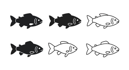 Fish vector icons. Vector fish. Fish illustration. Fishing symbols. Seafood icons.
