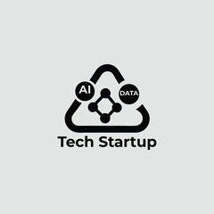 Modern Tech Startup Logo Design with AI and Data Integration
