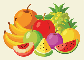 Fruit Vector Icon Set , There are Fruit Icons of Apple, Orange, Pineapple, Mango, strawberry, Blueberry, Watermelon, Banana and More.