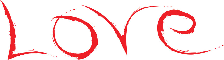 Grunge Calligraphy Love Text – Red Brush Lettering Word Art