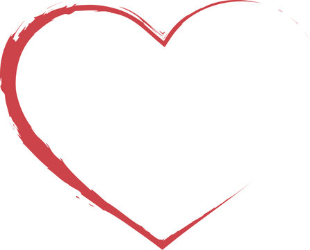 Naklejki Half Heart Brush Stroke – Grunge Red Painted Love Symbol Vector