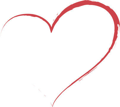 Naklejki Grunge Painted Heart Outline – Red Vector Love Symbol Art