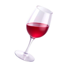 Red Wine in Glass 3D Icon – Glossy Minimal Emoji Style, Isolated PNG object