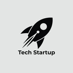 Fototapeta premium Black Rocket Icon for Tech Startup Branding and Design