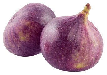 Fig isolated png. Two figs on white or transparent background. Fresh whole fig no background. Full depth of field. Transparent png.