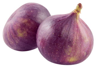 Fig isolated png. Two figs on white or transparent background. Fresh whole fig no background. Full depth of field. Transparent png.