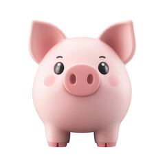Adorable Piggy Bank Cartoon Portrait Cute Pink Piglet Illustration Saving on transparent background