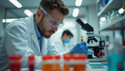 Focused scientist analyzing samples in a modern laboratory