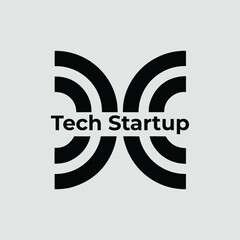 Abstract Tech Startup Logo Design with Curved Lines