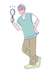 元気なアニメ調の男子生徒　全身