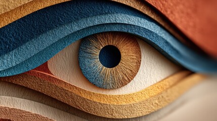 Abstract representation of a human eye with smooth shapes in distinct colors