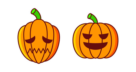Vector Flat halloween pumpkins collection