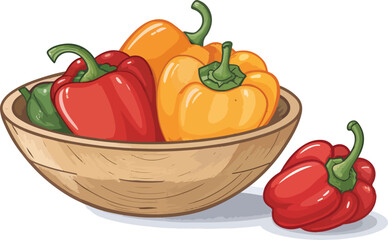 Capsicum illustration vector design, Capsicum in bowl in white background vector design