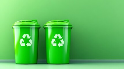 Dual green recal bins, a visual reminder of recycling and waste management best practices