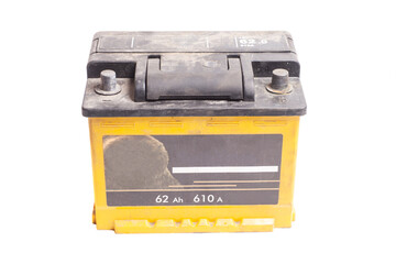 Closeup Old Car battery expire