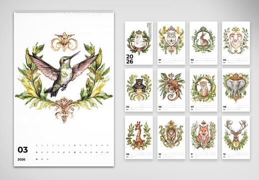 2026 Illustrated Animal Emblem Calendar
