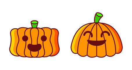 Vector Flat halloween pumpkins collection