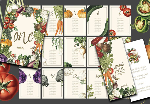 Botanical Wedding Seating Plan and Table Numbers Mockup Set