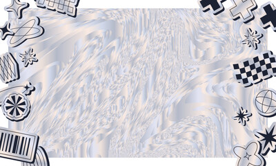 Stickers and y2k Vector Backgrounds