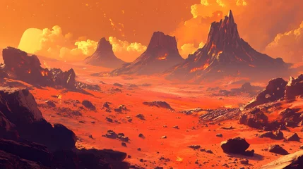 Selbstklebende Fototapeten Mars: A Harsh and Vast Landscape © LemonellArt