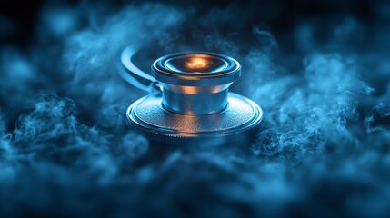 Stethoscope in blue smoke