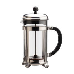 Coffee press, sleek chrome isolated on transparent background