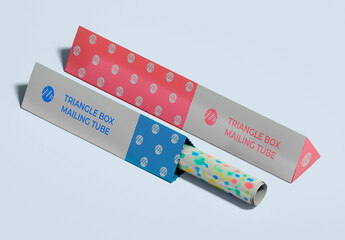 Triangle Mailing Tube Mockup With Poster