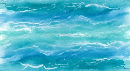 Obraz premium Abstract Watercolor Painting of Flowing Blue and Turquoise Water Waves
