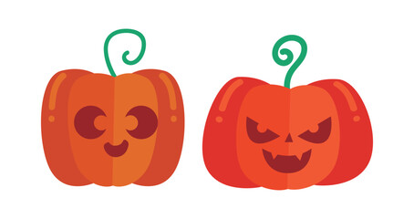 Vector Flat halloween pumpkins collection