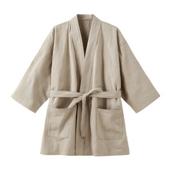 Beige short kimono robe isolated on transparent background