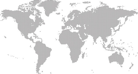 Dotted World map of square dots