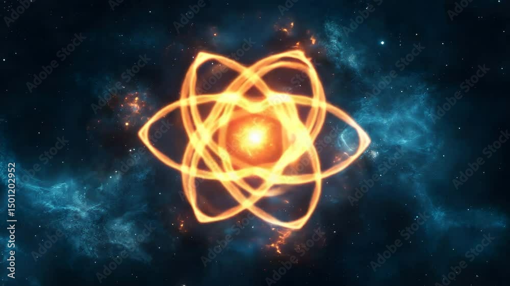Poster celestial star surrounded by vibrant nebula and fiery colors in the expansive universe displaying be