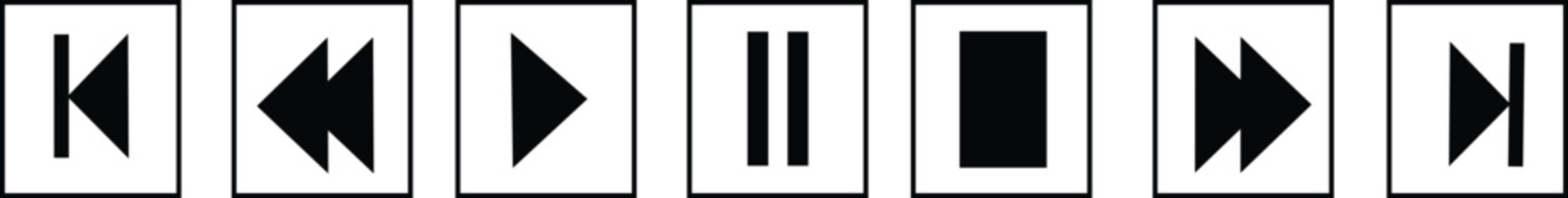 Media Player Buttons icon set, Play and pause buttons sign, Video Audio Player button symbol,