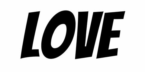Love typography lettering script font typographic art design. Minimalism concept of romantic card, banner, and poster sign and symbol.
