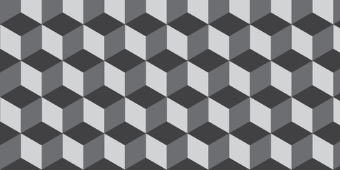 Seamless pattern with hexagon cube geometric pattern. Gray squares abstract cubic background. Vector mosaic and wall business design.