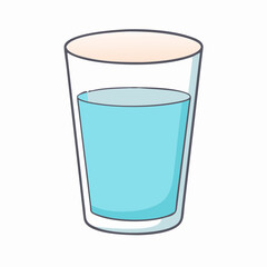 Cartoon Illustration of a Glass of Water on a White Background