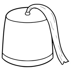 fez hat illustration hand drawn outline vector