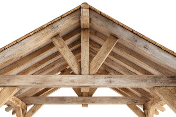 Beamed wooden structure isolated on transparent background