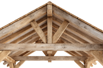 Beamed wooden structure isolated on transparent background