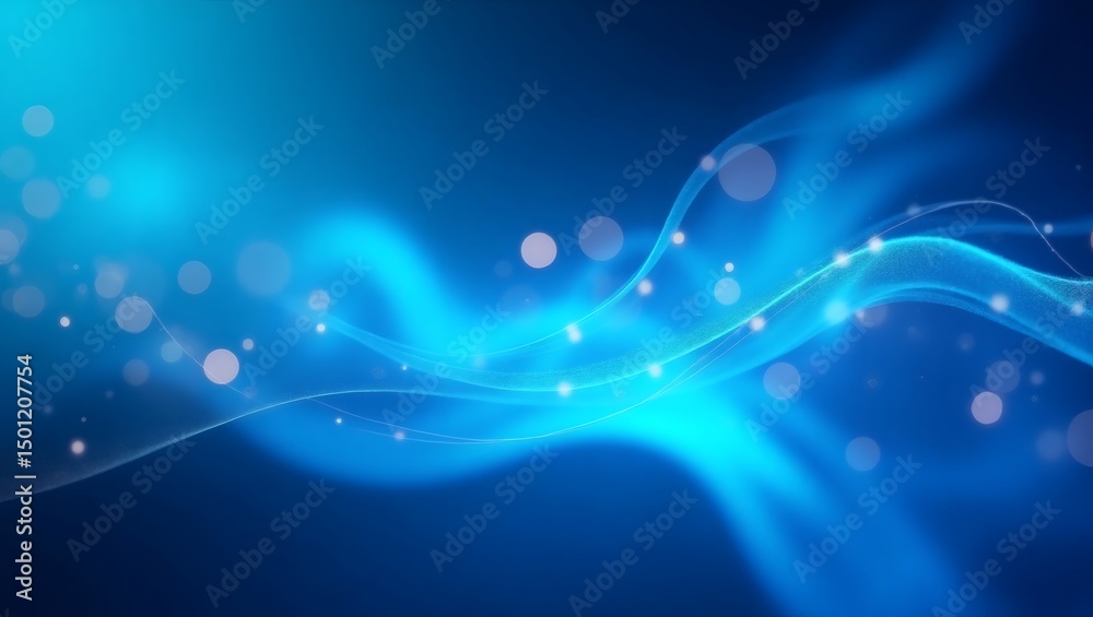 Poster a mesmerizing abstract of flowing blue light with sparkling effects, a digital artistry that's visua